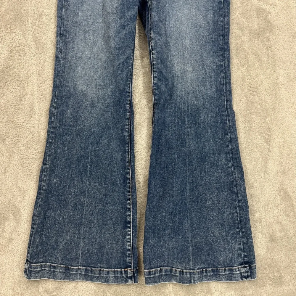 American Eagle Next Level Flex Jeans Womens 12 Super High Rise Flare Blue Boho - Picture 9 of 16